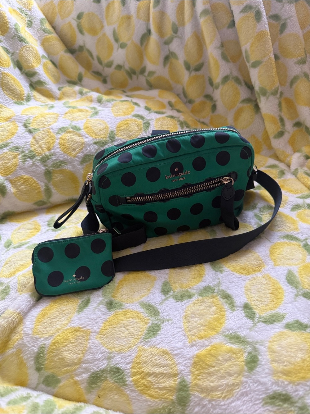 kate spade Green Polka Dot Crossbody with Coin Pouch